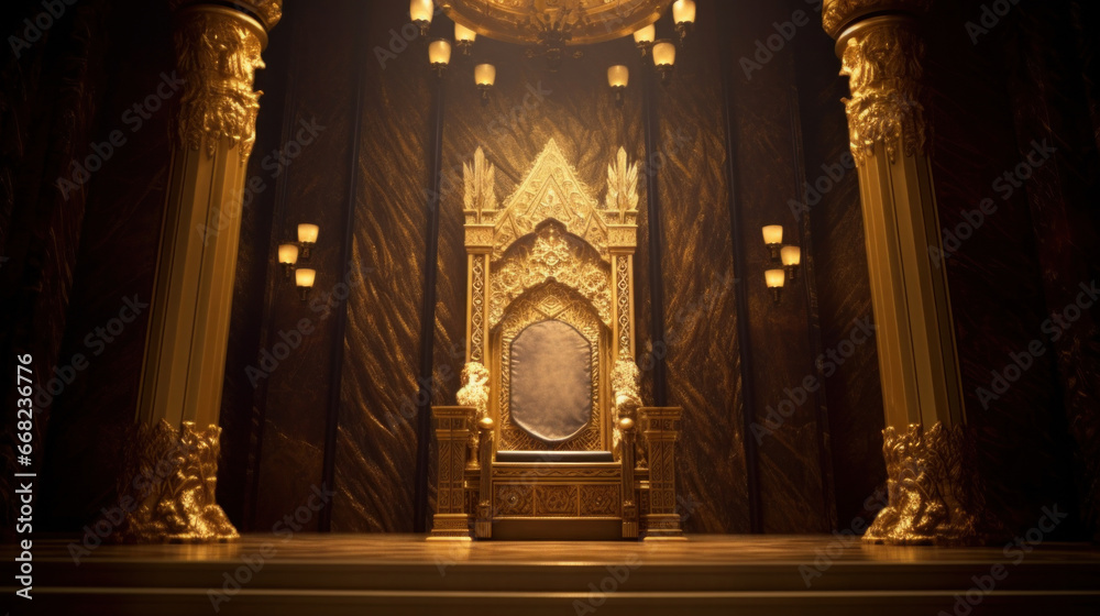 The throne room with golden chair.