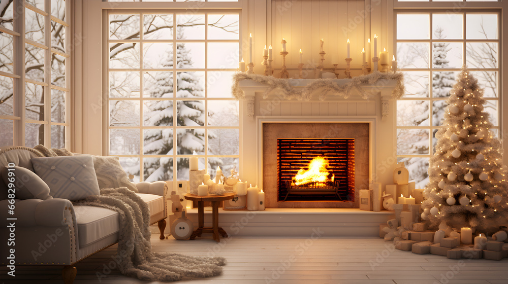 living room with fireplace