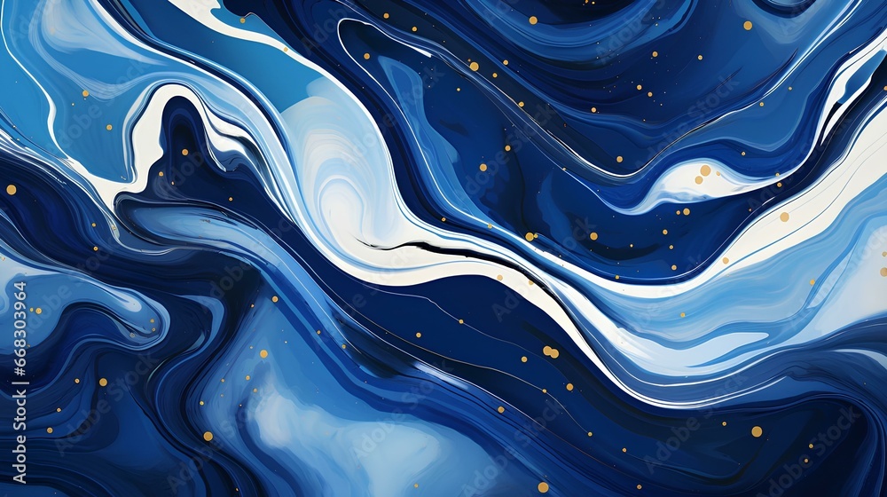 blue and white abstract painting wallpaper on black surface