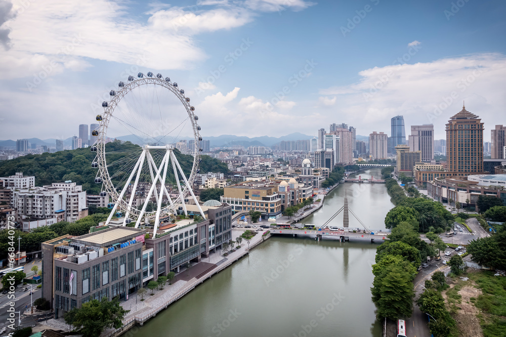 Aerial photography of modern architectural landscape skyline in Zhongshan City, China