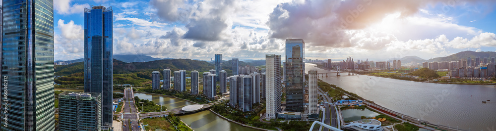 Aerial photography of modern architectural landscape skyline in Zhuhai, China