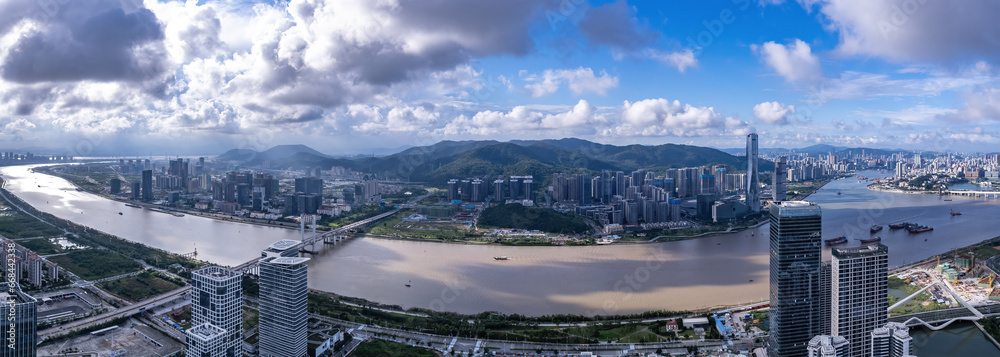 Aerial photography of modern architectural landscape skyline in Zhuhai, China