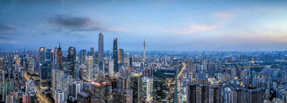 Aerial photography of the skyline of modern architectural landscapes in Guangzhou, China