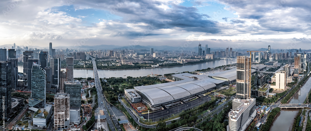 Aerial photography of the skyline of modern architectural landscapes in Guangzhou, China