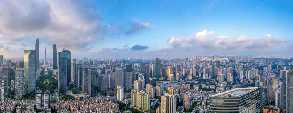 Aerial photography of the skyline of modern architectural landscapes in Guangzhou, China