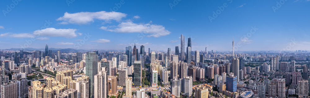 Aerial photography of the skyline of modern architectural landscapes in Guangzhou, China