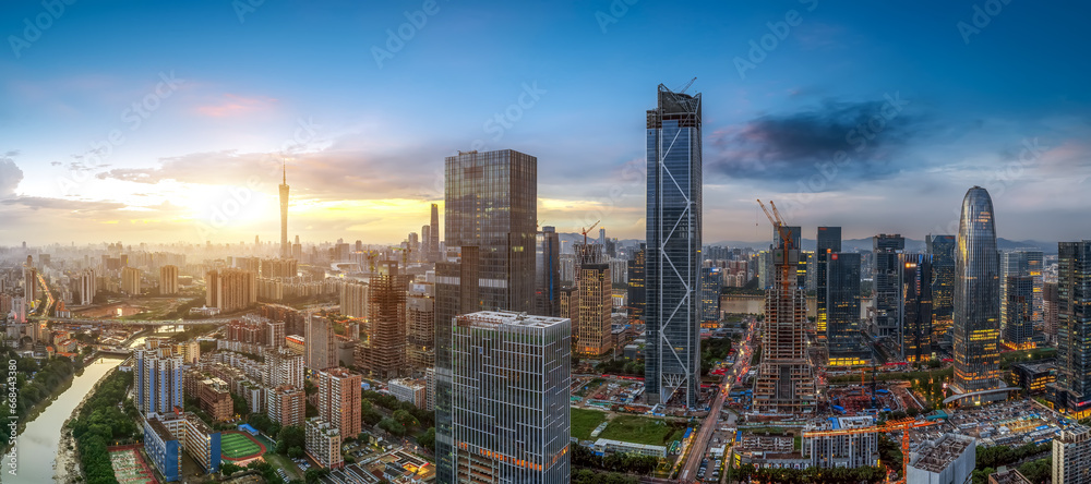 Aerial photography of the skyline of modern architectural landscapes in Guangzhou, China