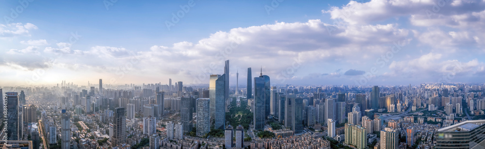 Aerial photography of the skyline of modern architectural landscapes in Guangzhou, China