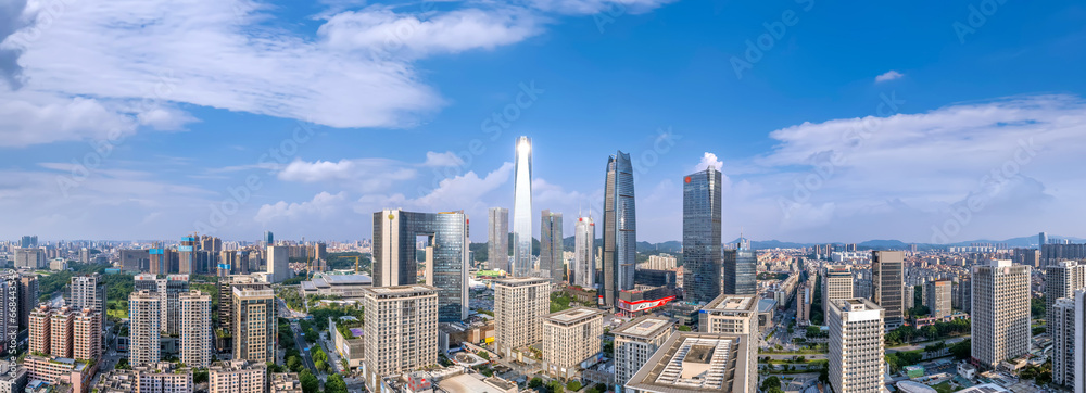 Aerial photography of the skyline of modern architectural landscapes in Guangzhou, China