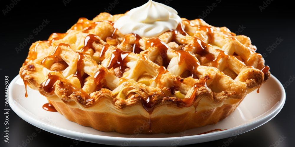 Sweet Apple Pie with Sugar and Cinnamon. Pastry concept. Generative AI