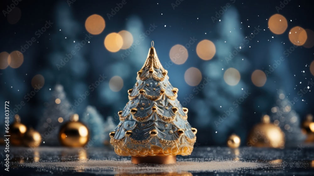 christmas tree with presents on dark background