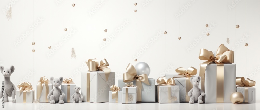 christmas decoration for desktop design with shiny toys