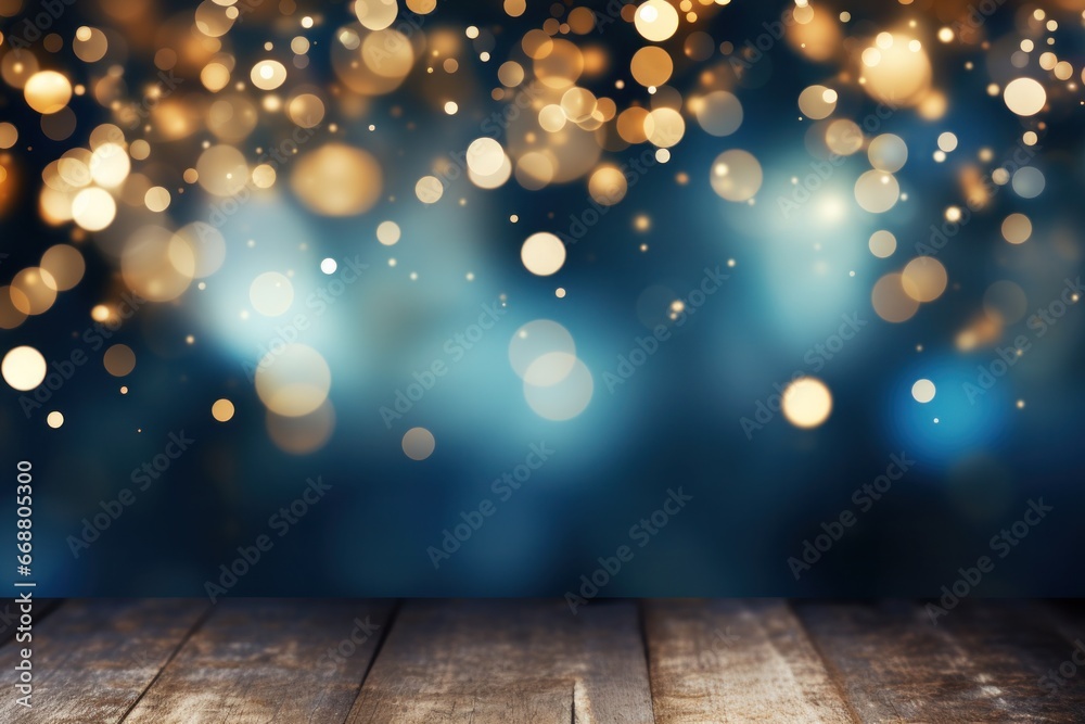 New Years Eve Bokeh with a Blue and Gold Abstract Background