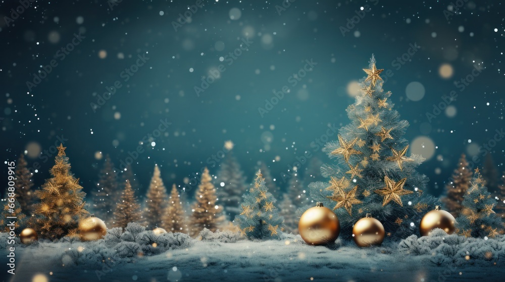 christmas tree with presents on dark background