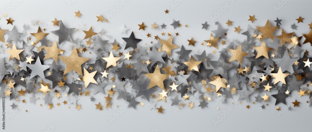 a christmas background with shiny gold stars