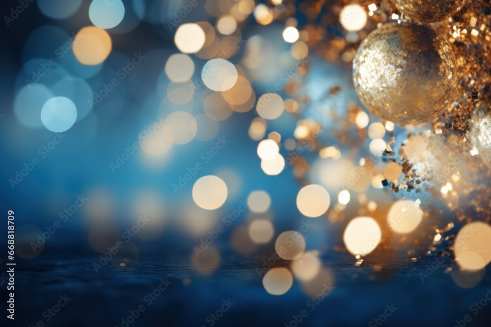 New Years Eve Bokeh with a Blue and Gold Abstract Background