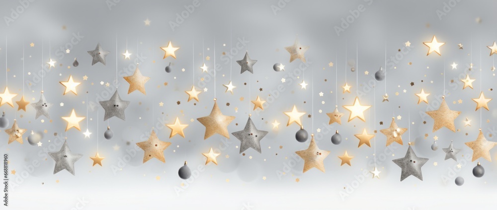 a christmas background with shiny gold stars