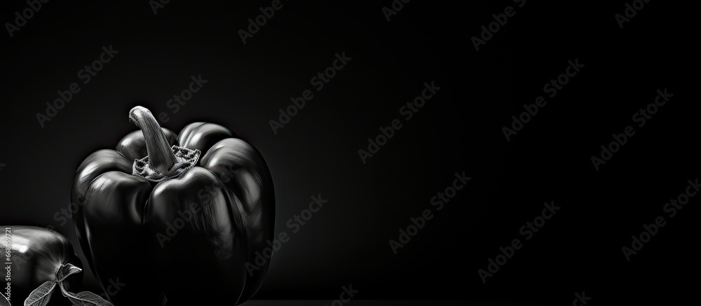 Monochrome sweet pepper with unique shapes on dark backdrop