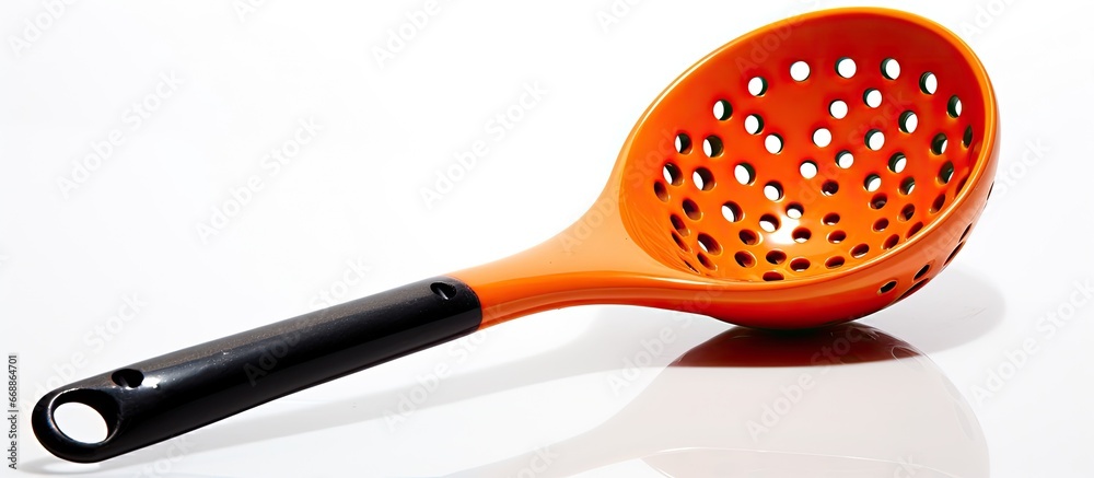 Winter fishing ladle with perforations in orange