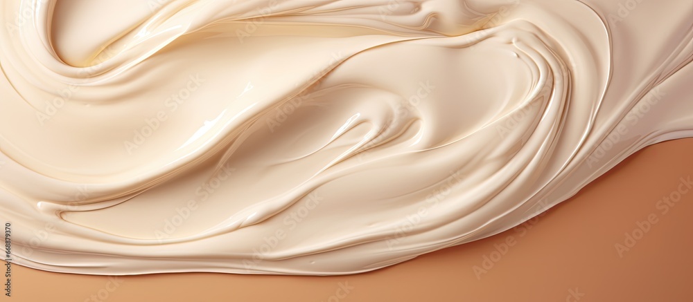 Creamy cosmetic smudges on beige backdrop