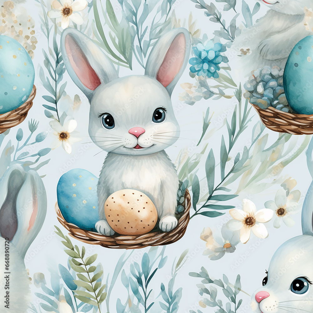 cute watercolor easter seamless pattern