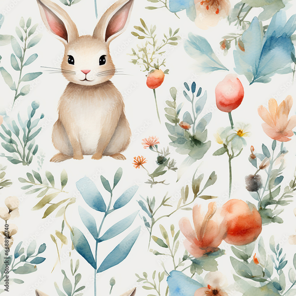 cute watercolor easter seamless pattern