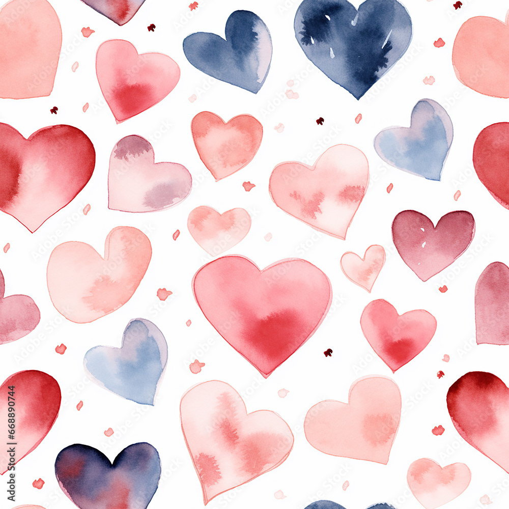 cute watercolor love seamless pattern