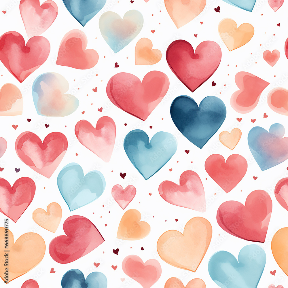 cute watercolor love seamless pattern