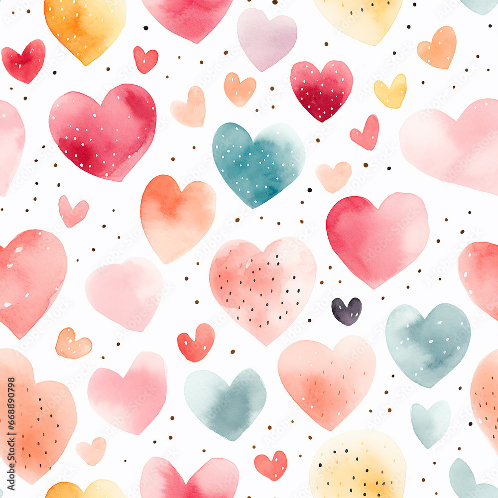 cute watercolor love seamless pattern