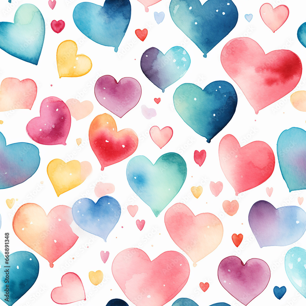 cute watercolor love seamless pattern