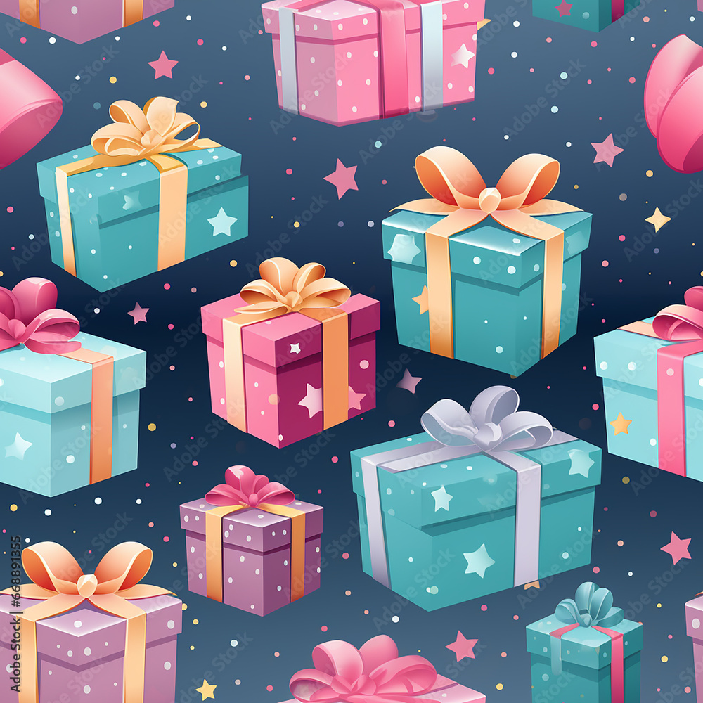 cute colorful gift boxes seamless pattern