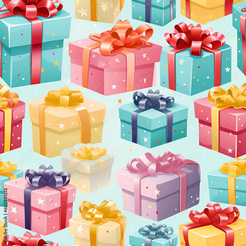 cute colorful gift boxes seamless pattern