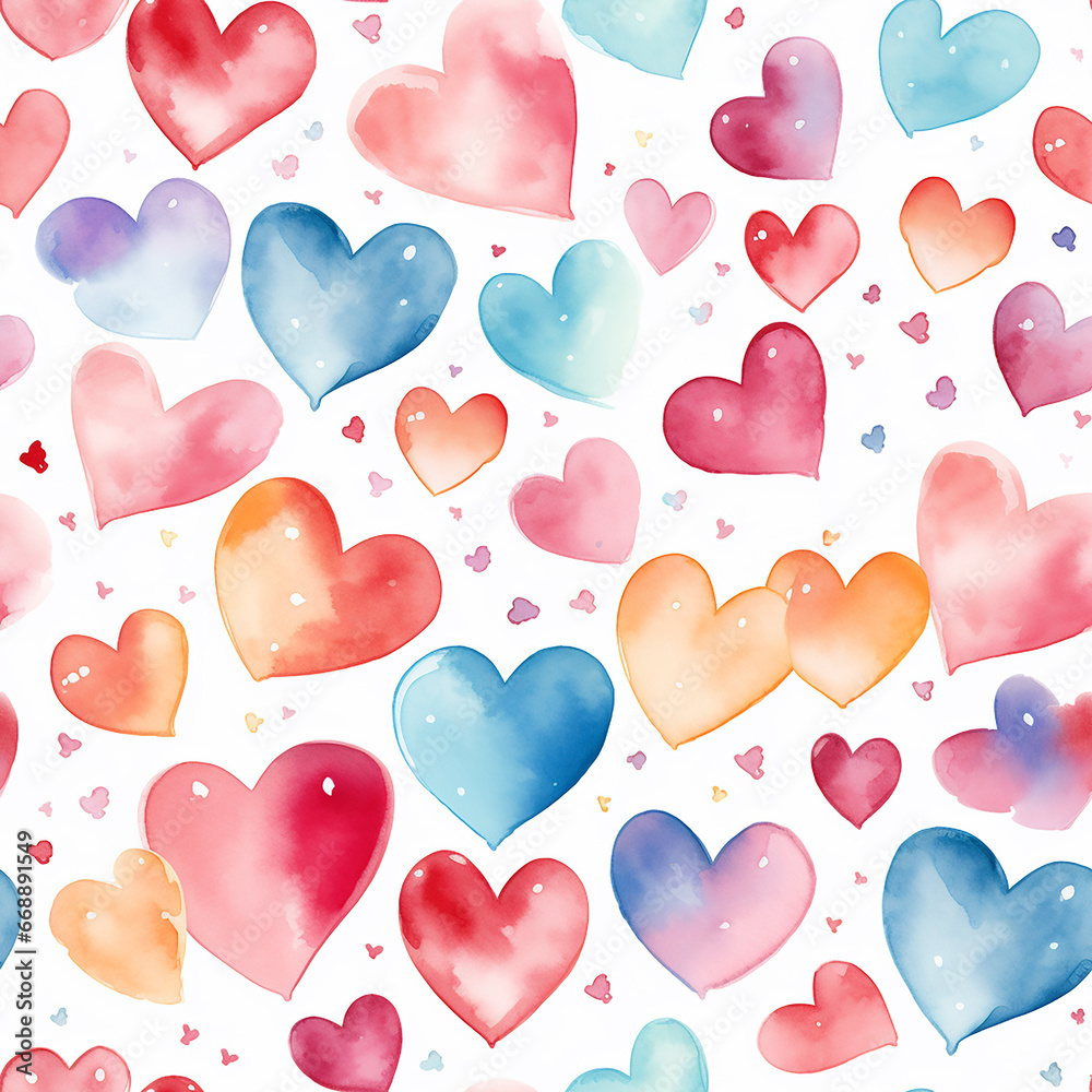 cute watercolor love seamless pattern