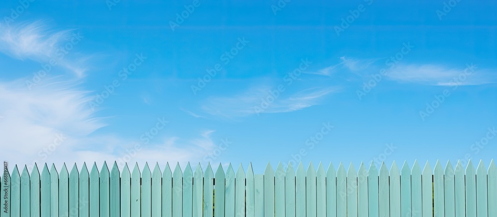 Wooden fence against blue sky