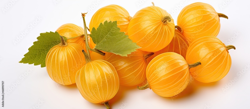 Birds eye view of ripe organic cape gooseberry in close up