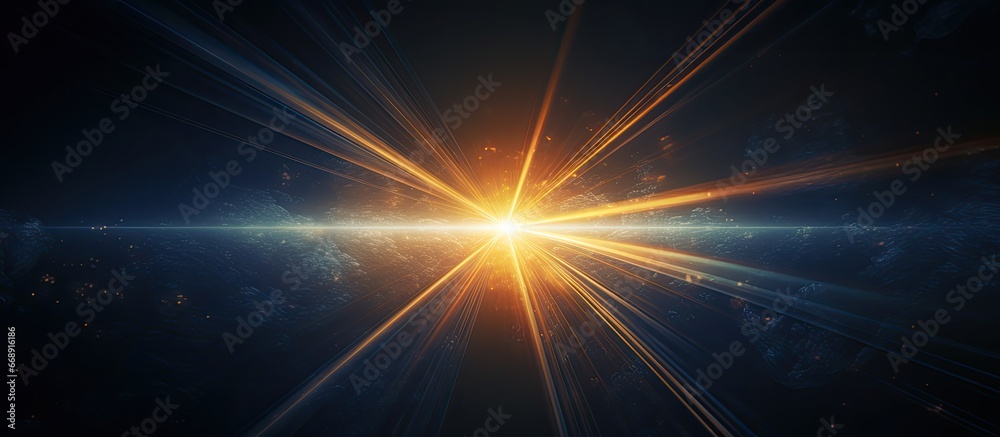 Black background with sun flare abstract lens flare