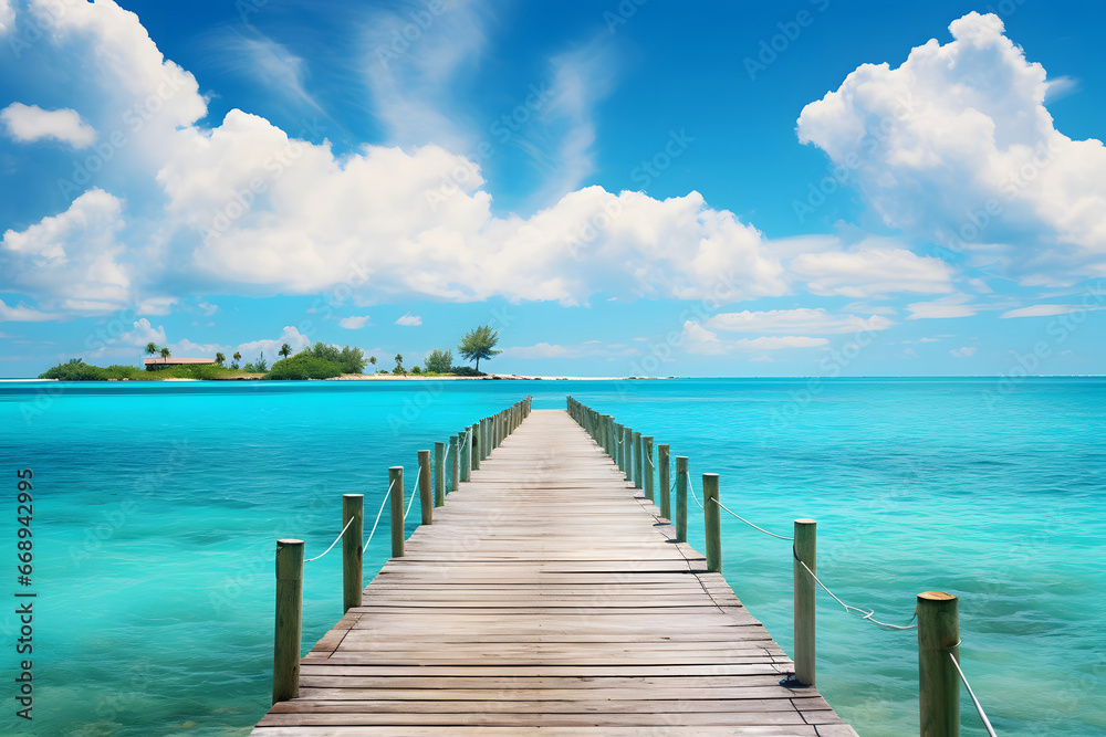 wooden pier on the sea,