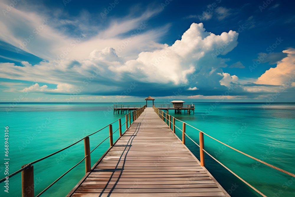 wooden pier on the sea,