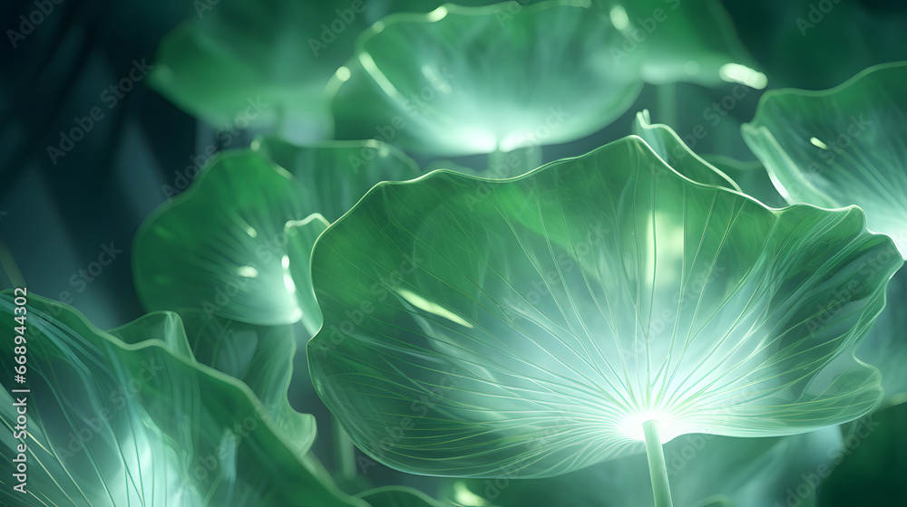 green flower background,  green lotus leaves