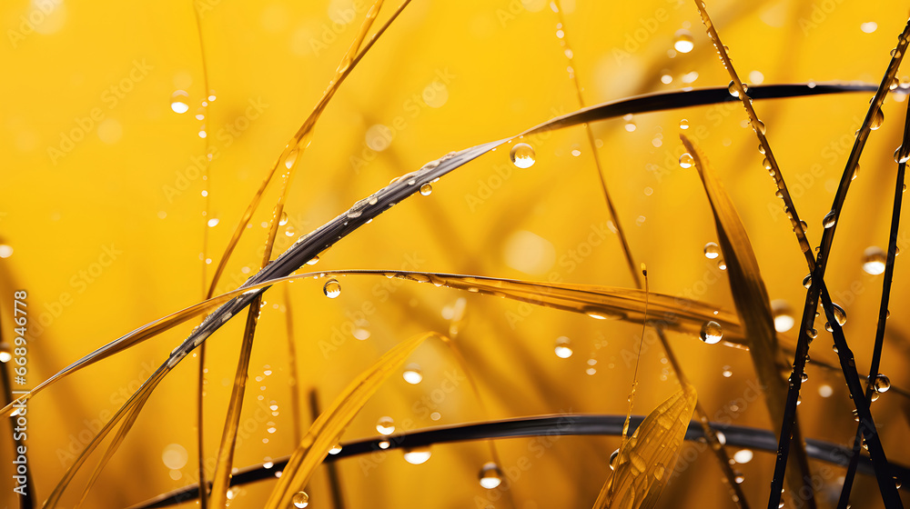 yellow grass with falling water background