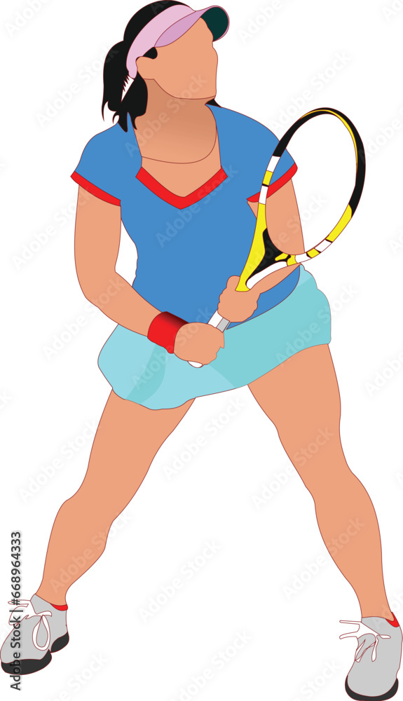 Tennis player. Colored Vector illustration for designers