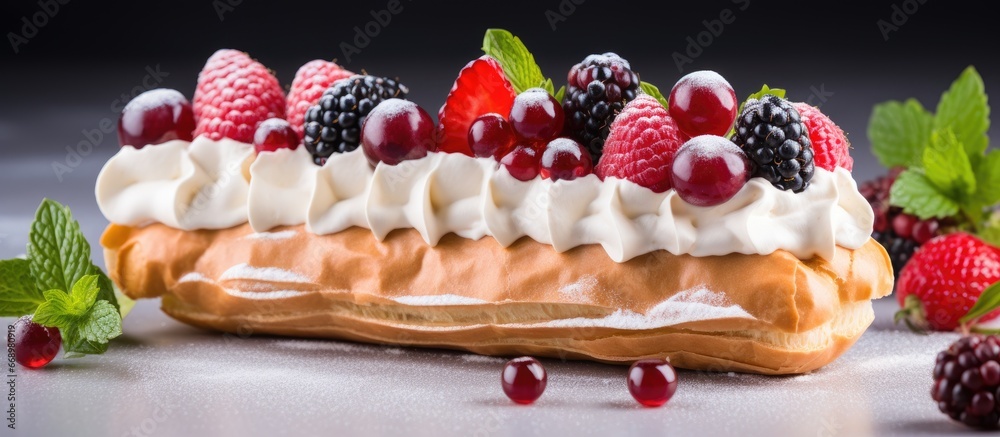 Berry cream and fruit filled pastry