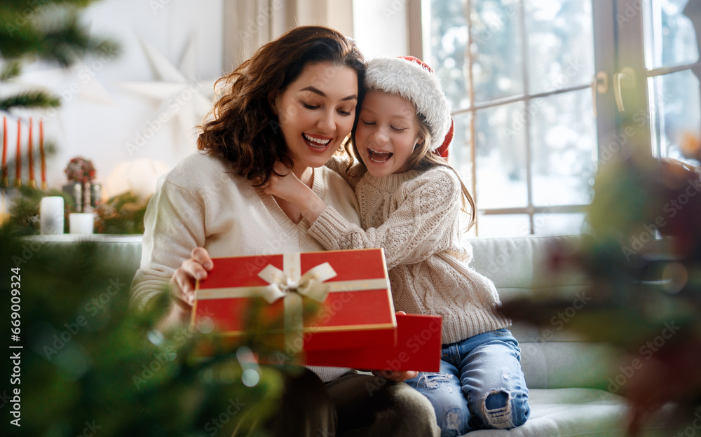 family celebrating Christmas