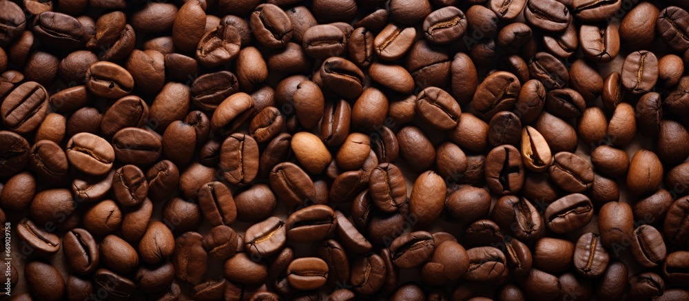 Textured background of coffee beans