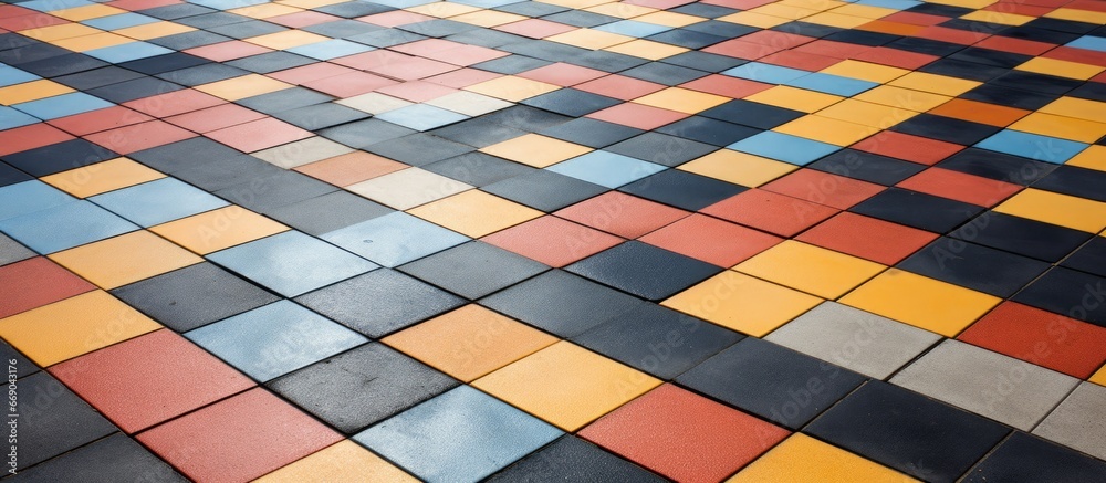 Create pathways with different colored squares in a straightforward design