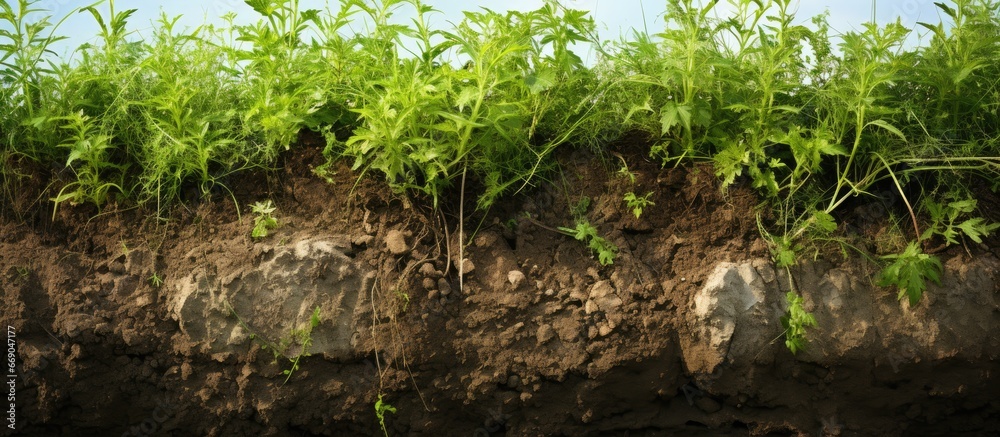 Ditch filled with growing weeds