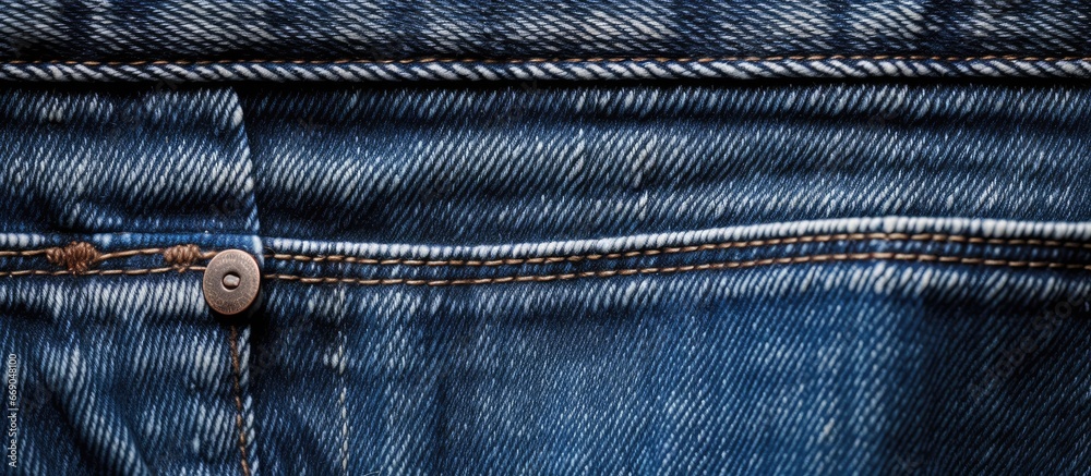 Closeup of empty jeans pocket with textured details