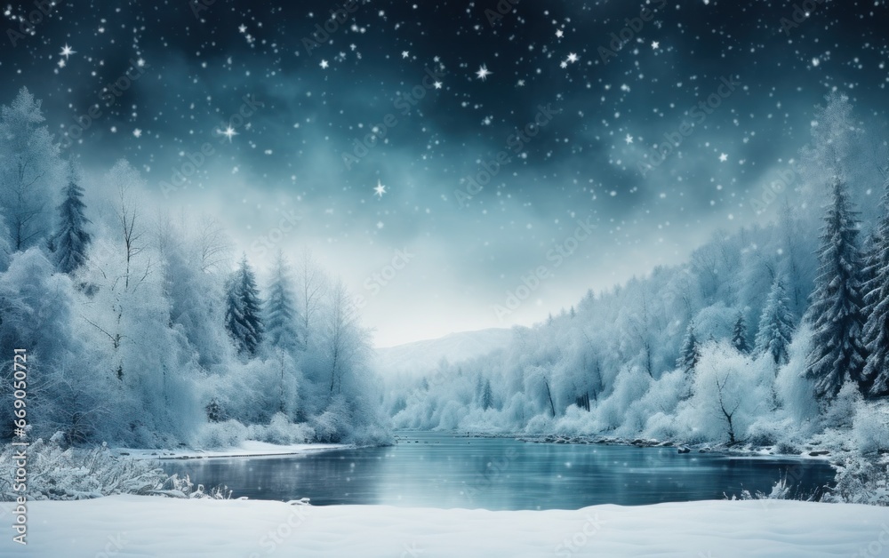 Winter natural forest background