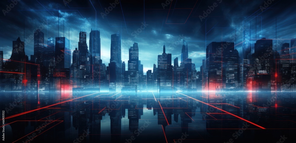 Futuristic city on a dark background