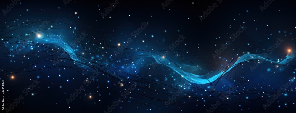 Abstract blue vortex background with dots on dark background